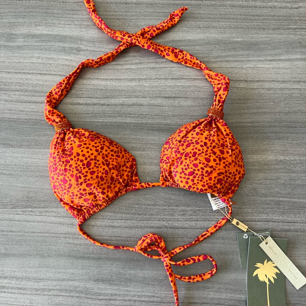 Agua de coco Poá Leaf Long Triangle Bikini Top With Loop - Picture 3 of 7